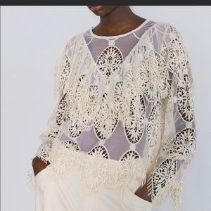 Zara lace crochet top size S very pretty never worn Small sheer delicate blouse